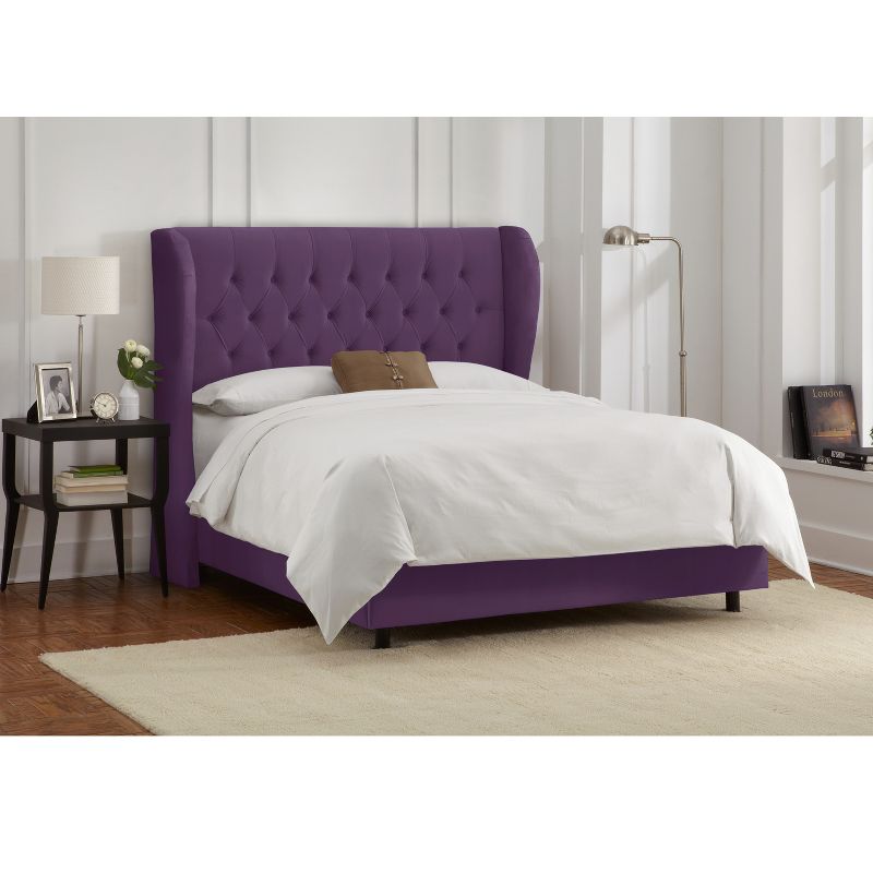 Skyline Furniture Tufted Velvet Upholstered Wingback Bed, 3 of 7