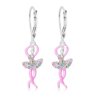 Chanteur Hypoallergenic Kids Jewelry Accessories Balerina CZ Stud Earring White Gold Palladium Plating leverback is made from 925 Sterling silver - 1 of 1