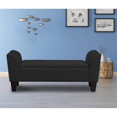 CAVINAS Velvet Storage Ottoman Bench with Firm Turned Wood Legs,Upholstered Storage Ottoman,Storage Benches for Living Room,Bedroom