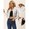 INSPIRE CHIC Women's Spread Collar Biker Holographic Button-Down Cropped Jackets - 2 of 4