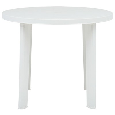 White Round 35" Weather Resistant Plastic Patio Table