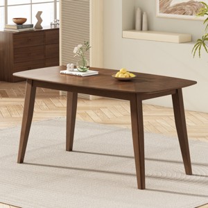 59'' W Mid Century Modern Wood Dining Table,4 Seater Kitchen Dining Room Table with Solid Rubberwood Leg,Weight Capacity Up to 300LBs-Coolbibila - 1 of 4