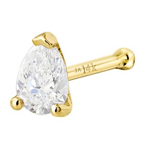 Jewelry Avalanche 22G 14K Gold Pear-shape Moissanite Nose Bone Stud - 1 of 3