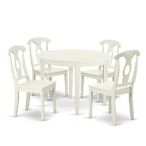 Round Patio Table Set 42 Inch Outdoor Dining Table with 4 Chairs Beachy Design - 1 of 4