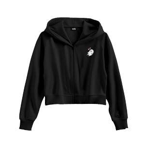 Dalix Heartly Ghost Embroidered Fleece Zip Hoodie Cold Fall Winter Women - 1 of 4