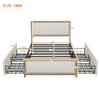 NicBex Full Size Upholstered Bed Frame with Nailhead Decoration and 4 Drawers for Adults/Boys/Girls,White+Brown - 3 of 4