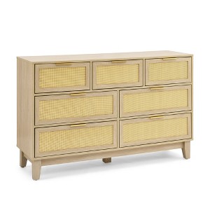 NicBex Rattan Dresser for Bedroom,Natural Style Drawers with Metal pulls,Dressers for Kids Room,Living Room,Entry and Hallway - 1 of 4