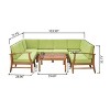 GDFStudio Abena Outdoor Acacia Wood 8 Seater U-shaped Sectional Chat Set with Cushions - 3 of 4