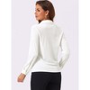 Allegra K Women's Velvet Collared V Neck Long Sleeve Button Down Shirts - 4 of 4
