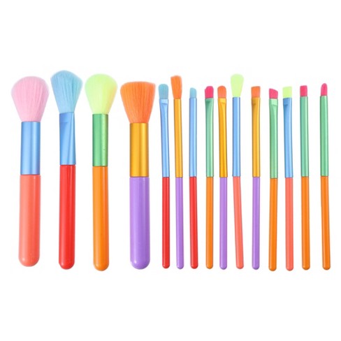 Unique Bargains Professional Concealer Blush Plastic Metal Makeup Brushes  Multicolor 15 Pcs : Target