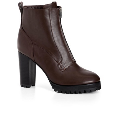 Women's Wide Fit Fern Ankle Boot - Dark Chocolate | City Chic : Target