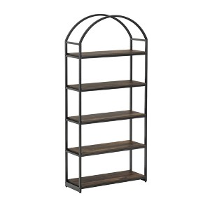 Nathan James 72" Haven 5 Shelves Arch Bookshelf Black Espresso - 1 of 4