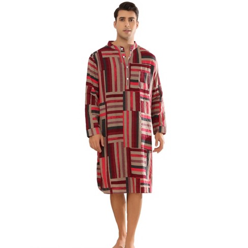 Lars Amadeus Men s Long Sleeves Geometric Pattern Banded Collar Nightshirts Target