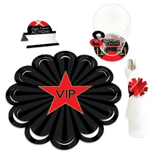 Big Dot of Happiness Red Carpet Hollywood - Movie Night Party Paper Charger and Table Decorations - Chargerific Kit - Place Setting for 8 - 1 of 4