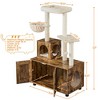 Yaheetech Wooden Litter Box Enclosure with Cat Tree Tower - 3 of 4