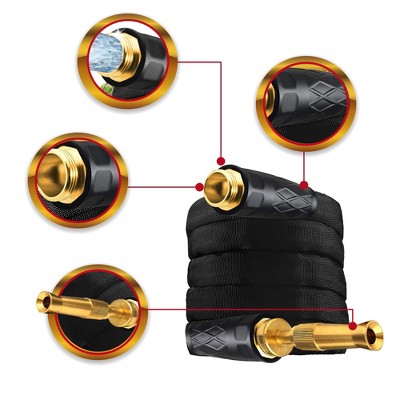 50ft Black Polyester Garden Hose with Brass Fittings