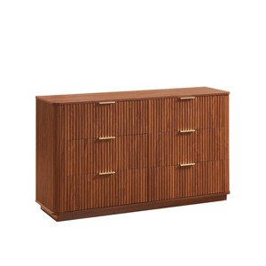 TopComfy Decorative Storage Cabinets 6 Drawers Dresser Chest of Drawers Dresser TV Stand Wood Drawer for Living Room, Brown, 55.1"*15.75"*34.5" - 1 of 4