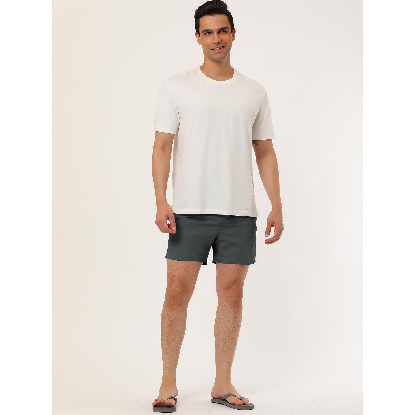 Мужские шорты INSPIRE CHIC Summer Beach Solid Color Mesh Lining Drawstring Waist Board Shorts Gray 34, цвет: Серый — фото 3