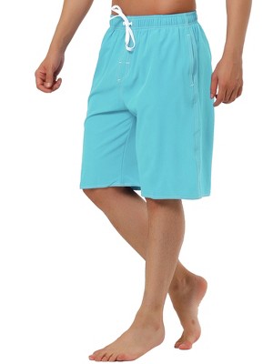 TATT 21 Men's Summer Casual Solid Color Drawstring Elastic Waist Beach Board Short Light Blue 28 — фото 4
