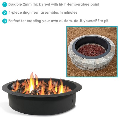 Sunnydaze 36-Inch Black Steel Wood Burning Fire Pit Ring