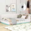 TIRAMISUBEST Upholstered Full Size Daybed with USB Ports and LED Belt, L-Shaped Daybed Frame Sofa Bed with Support Legs and Slats - 2 of 4