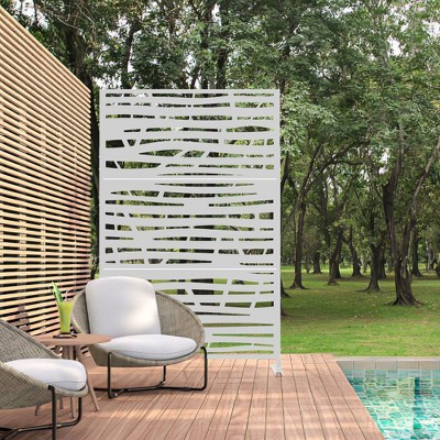 Lirago Metal Outdoor Privacy Screen Freestanding Garden Privacy Screen - 72"x47", White
