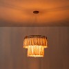 C Cattleya 1-Light Yellow Ochre Cotton Fringes Tiered Chandelier Ceiling Light - 2 of 4