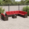 vidaXL 11 Piece Patio Sofa Set with Cushions Brown Poly Rattan - 2 of 4