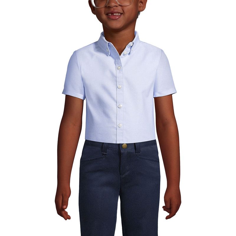 Lands' End School Uniform Kids Short Sleeve Oxford Dress Shirt, 3 of 4