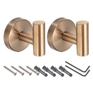 Unique Bargains Stainless Steel Rust Resistant Wall Mount Bath Towel Hook 2 Pcs - 1 of 4