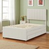 Twin Upholstered Platform Bed with Trundle and 3 Storage Drawers, Stripe Headboard, Linen Fabric, Space Saving - 4 of 4