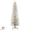 6FT/7.5Ft/9FT Pre-Lit Snow Flocked Pencil Christmas Tree Fir Hinged Slim Skinny Corner Xmas Tree - 2 of 4