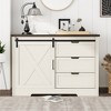 Bella Depot  47.2''W Storage Sideboard Cabinet with Silent Sliding Doors and Three Drawers - 2 of 4