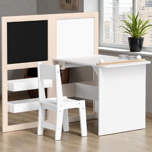 Mshliw 3 in 1 Kids Table and Chair Set with Blackboard Whiteboard and ...