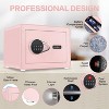 1.0 Cubic Feet Safe Box, Small Safe W/Removable Shelf, Alarm System, Digital Electronic Security Money Box, Pink. - 4 of 4