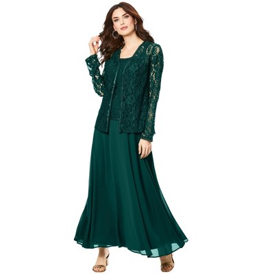Roaman's Women's Plus Size Lace Jacket Gown