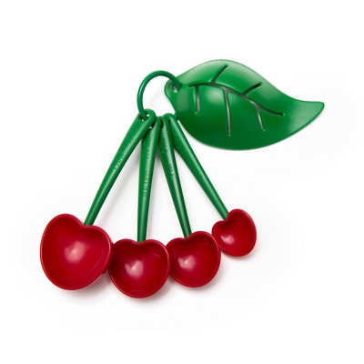 Ototo Mon Cherry Measuring Spoons & Egg Separator: BPA-Free, Nesting Design, Dishwasher-Safe, 5-Piece Set