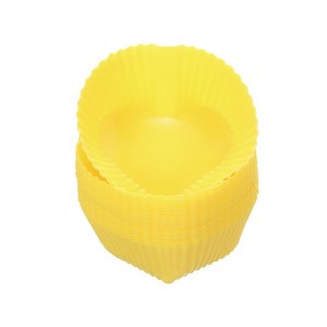 Unique Bargains Silicone Heat Resistant Cupcake Liners Heart Shape Baking Cups 18 Pcs - 1 of 4