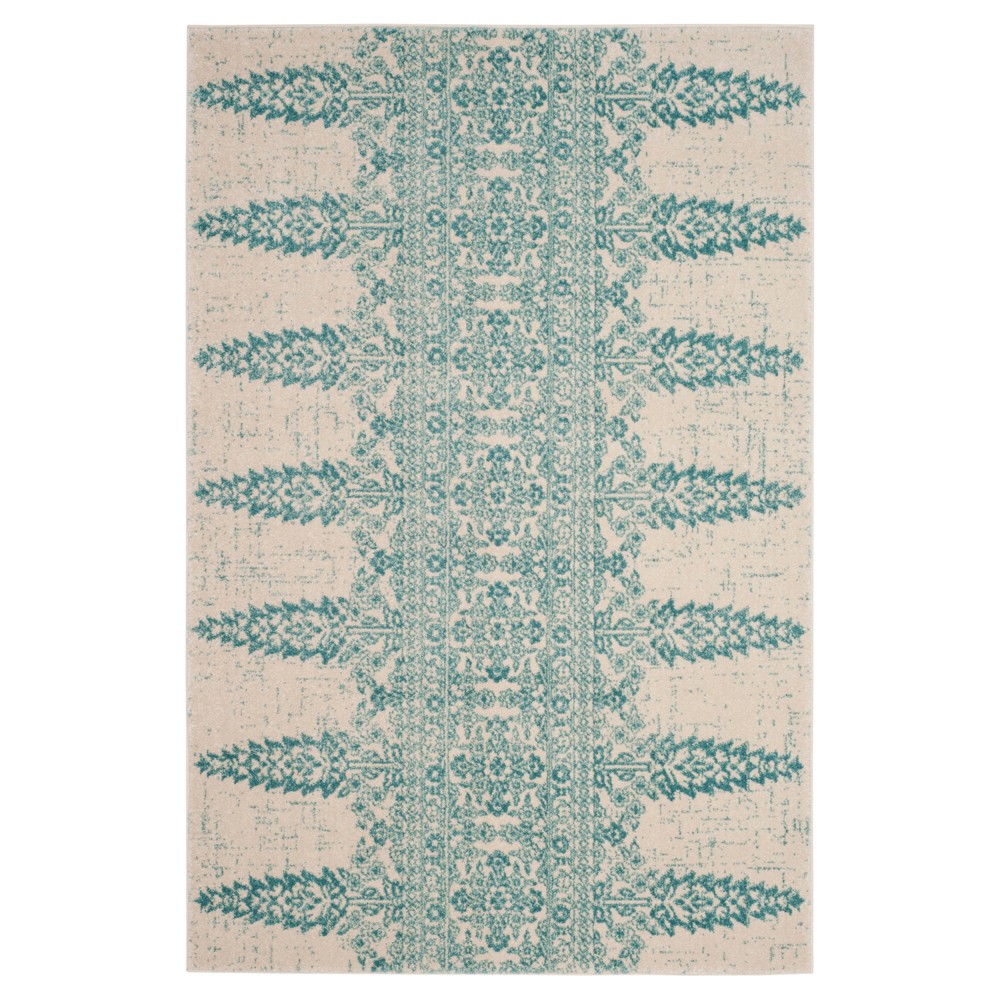 Ivory/Teal Floral Loomed Accent Rug 4'x6' - Safavieh