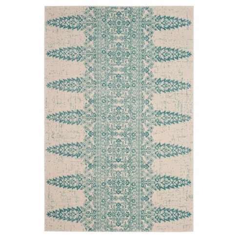 Ivory/teal Floral Loomed Accent Rug 4'x6' - Safavieh : Target