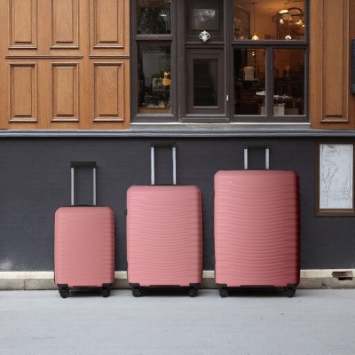 FURNIinspire Bag And Luggage Sets 3 Piece Rolling Suitcase Set, Hard Suitcases with Wheels, Lightweight Travel Luggage, Pink, 21.46"*12.01"*30.51"