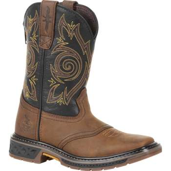 Georgia Boot Carbo-Tec LT Boys' Brown Pull-On Saddle Boot