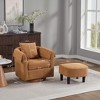 Kumasinova 360° Swivel Accent Chair with Ottoman Set,Chenille Barrel Armchair with Removable Back Pillow,2 Armrest Covers for Living Room,Bedroom - 2 of 4