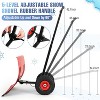 Snow Plow Shovel with Wheels, Heavy Duty Metal Snow Pusher with Adjustable Handle and Angled Blade for Driveway, Doorway, Sidewalk, Pavement - 3 of 4