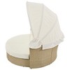 Oris 4-piece Rattan Outdoor Patio Daybed, Round Sofa with Retractable Canopy and 4 Pillows, Tanning Near Me - Maison Boucle - 3 of 4