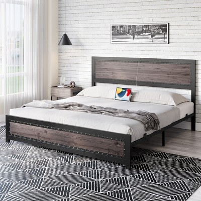 Metal Bed Frame with Charge Station