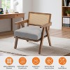 coucheta Mid Century Modern Accent Chair with Sturdy Wood Legs, Rattan Backrest & Thick Linen Cushion, Armchair for Bedroom Balcony Apartment (2 PCS) - 4 of 4