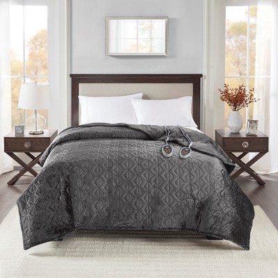 Plush Heated Blanket Pinsonic Quilt Super Soft Electric Throw, Controller with 10 Hours Auto Shutoff and 20 Heat Level Setting
