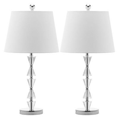 (Set of 2) 24.5" Deco Prisms Crystal Lamp Clear (Includes CFL Light Bulb) - Safavieh