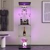 LED lights  Glass Display Cabinet 4 Shelves with Door, Floor Standing Curio Bookshelf for Living Room Bedroom Office, 64.7"*16.7"*14.3", Black - 4 of 4